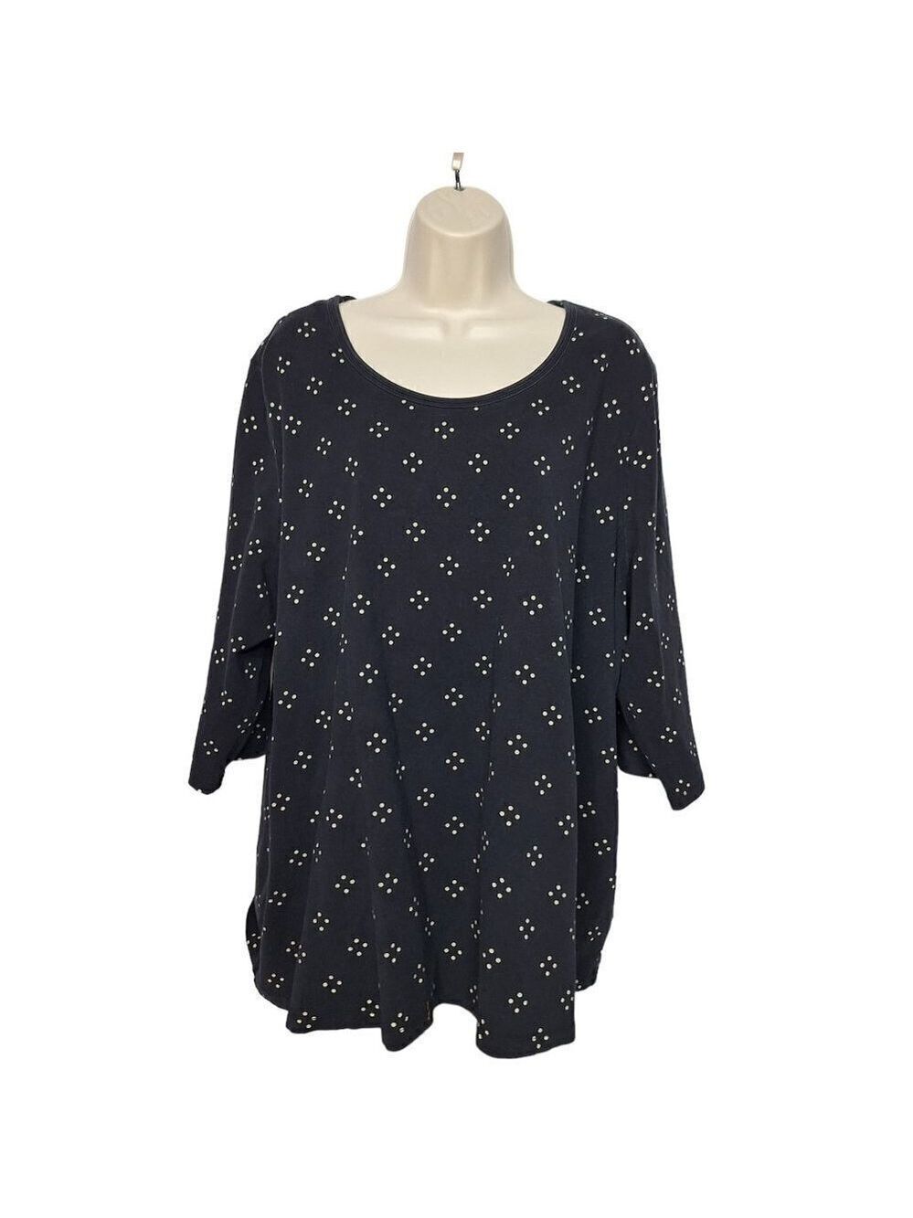 Catherines Suprema Collection Black Polka Dot Blouse 2X